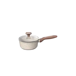 BESCO OEM Essence Series 18cm Forged Aluminum Marble Casserole Non Stick Sauce Pan with Glass Cover