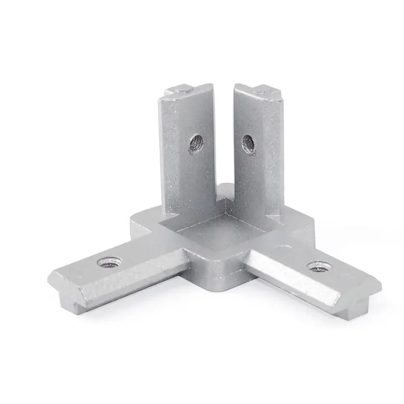 Easy Fixing Steel 40L 3 Way Corner Bracket with bolt for 4040 Slot 8 Aluminum Profile in Silver White