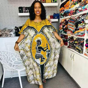 فستان بوبو مطبوع على الطراز الأوروبي والأمريكي، ملابس أفريقية، عباءة نسائية، فستان داشيكي إسلامي كبير الحجم، فستان كافتان نسائي عصري للصيف - Product Image 5