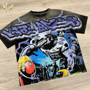 גברים גרפי מותאם אישית גדול dtg מודפס חולצות כותנה ג 'רסי כותנה עבה צווארון עבה וגודל וינטג' חתכו חולצות - Product Image 4