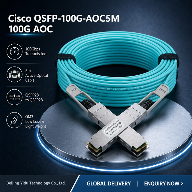 Original Ciscos QSFP28 100G AOC5M 5m High Speed Short Reach High-Density ToR Data Center Interconnect Fiber Optic Transceiver