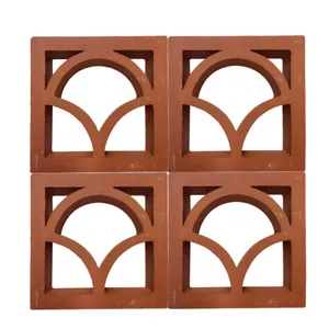Blocs de mur en terre cuite, couleur <span class=keywords><strong>rouge</strong></span>, briques creuses décoratives pour les clôtures de maison - Product Image 1