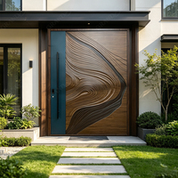 Pintu Masuk Aluminium Cor Modern Mewah Tahan Air dengan Tekstur Visual 3D Anti-Korosi untuk Eksterior Villa dengan Fitur Anti-Maling