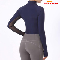 Couche de base équestre pour femmes personnalisée Haut d'équitation à séchage rapide en maille à manches longues avec encolure élégante