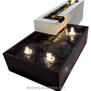 Fuente de Agua Grande Negra de FRP con Jardinera, Sistema de Recirculación de Agua, Anti-Decoloración, Personalizable para Jardín, Patio Trasero o Villa - Product Image 1