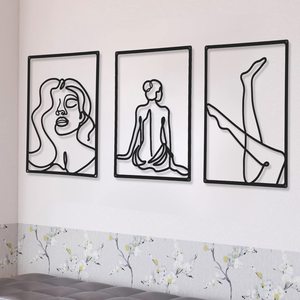 Diy Interior vestíbulo pantalla Marco de hierro flor dormitorio pared decoración colgante Metal mujeres pared arte Decoración - Product Image 1