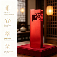 Trophée Métallique Rouge Personnalisé en Aluminium Brossé, Gravure Creuse Verticale, Trophée Gravé au Laser, Prix de Cérémonie Annuelle d'Entreprise