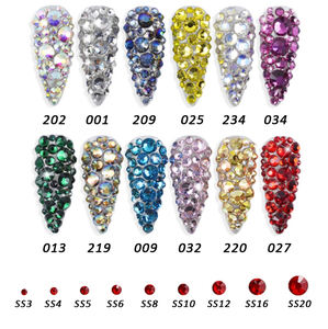 Cristales Redondos de Cristal con Base Plana para <span class=keywords><strong>Uñas</strong></span>, Tamaños Personalizados de SS3 a SS10, 6 Rejillas, para Accesorios de Bricolaje - Product Image 5