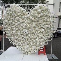 Décor floral mural en forme de cœur, 6,5 pieds de haut, blanc et rose vif, en soie, enroulable, pour mariage et décoration de Noël