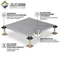 Lantai Akses Terangkat Anti-Statik Inti Chipboard 600x600mm untuk Ruang Teknis Pusat Data Gedung Perkantoran - SENMAI
