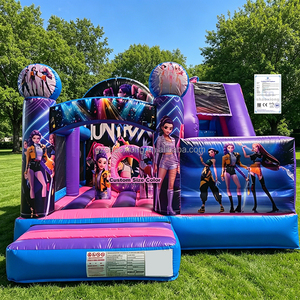 Château gonflable commercial pour enfants et tout-petits, avec toboggan, thème K-PoP Demon Hunters, pour l'extérieur - Product Image 1