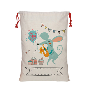 Sac <span class=keywords><strong>à</strong></span> cordon en lin personnalisé et écologique, motif <span class=keywords><strong>renard</strong></span> de <span class=keywords><strong>dessin</strong></span> animé, pour bonbons et cadeaux d'anniversaire pour enfants, vente en gros - Product Image 2