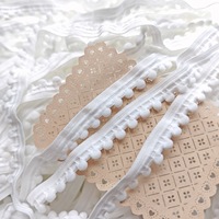 Ruban élastique en dentelle à pompons blancs RYL 1,3 cm, pompons faits main, pour bricolage, jouets, boules de bain, garniture de vêtements
