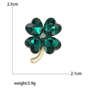 Broche de Trébol de Aleación con Pedrería, Moderno y Minimalista, para el Uso Diario de Mujeres, Versátil y Elegante - Product Image 6