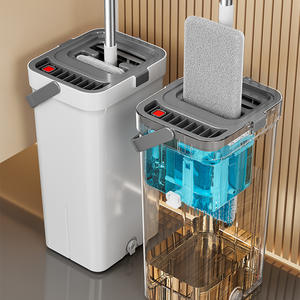 Serpillère de séparation des saletés avec tampon en microfibre, serpillère plate rectangulaire pour le nettoyage domestique, couleur blanc citron G150 - Product Image 1