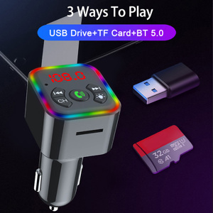 F10 Xe Bt 5.0 FM Transmitter TF Thẻ Đĩa Phát Lại 3.1A Kép USB Nhanh Chóng Sạc Handsfree MP3 Âm Nhạc Máy Nghe Nhạc 3 Trong 1 Sạc - Product Image 4