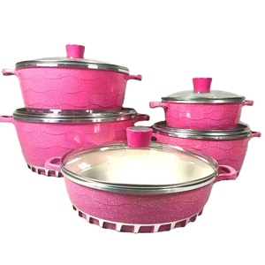 <span class=keywords><strong>Ollas</strong></span> antiadherentes de aluminio de fundición a presión, juego de utensilios de cocina antiadherentes, color rosa, 10 Uds. - Product Image 2