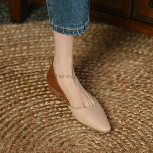 Chaussures plates pour femmes de haute qualité, nouvelle couleur assortie, petit talon carré, style français - Product Image 6