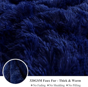 China Manufacture Faux Fur Fluffy PV Fleece <strong>Navy</strong> Blue <strong>Duvet</strong> Cover Pillowcases Bedding <strong>Set</strong> for Winter - Product Image 4