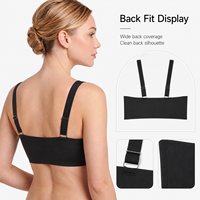 OEM/ODM Soutien-gorge sans fil pour femme, noir, en soie glacée, sans couture, à bords ondulés, avec larges bretelles réglables et douces