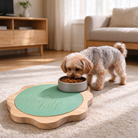 Papan Cakar Anjing Kayu Solid Berputar dengan Mangkuk Stainless Steel, Mainan Puzzle Pengisi Makanan Lambat, Pengayaan Interaktif untuk Anjing