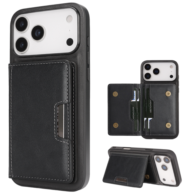 Magnetic Detachable Foldable Card Kickstand Wireless Charging Phone Case Cover for Apple for IPhone17 16 15 14 13 Pro Max
