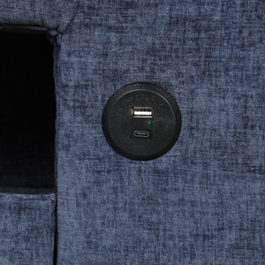 Canapé modulaire en chenille rembourré en forme de L, moderne, avec rangement, ports USB et porte-gobelets pour salons, OE HOME - Product Image 5