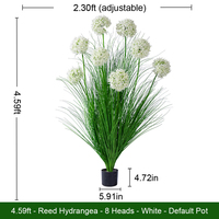 Plante artificielle d'hortensia et d'herbe de roseau en PVC souple pour aménagement paysager, décoration florale de mariage simulée, décoration de salon et de bureau