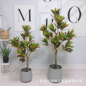 Hojas de Planta Artificial de Croton <span class=keywords><strong>Codiaeum</strong></span> Variegatum de Plástico PU Ecológico JingRui de Alta Calidad, Árbol al por Mayor de 60-180 cm para el Hogar - Product Image 2