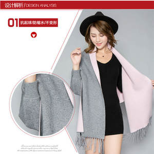 وشاح أكريليك 100٪ بأحجام S <span class=keywords><strong>M</strong></span> L للخريف والشتاء مع شراشيب وتصميم مفرغ وأكمام طويلة بدون حزام - Product Image 4