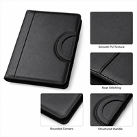 Portafolio de Negocios de Cuero PU Liso A4 con Logotipo Personalizado, Bolsa de Documentos Profesional con Asa, Organizador de Carpetas para Reuniones, Venta al Por Mayor