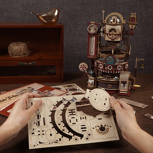 <span class=keywords><strong>Robotime</strong></span> <span class=keywords><strong>Rokr</strong></span> juguetes de ensamblaje hechos a mano LGA02 Chocolate Factory Marble Run 3D DIY rompecabezas de madera para adultos - Product Image 2