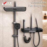Système de douche mural intelligent en laiton avec cascade numérique, barre de massage à jets doux, fonction pluie, idéal pour villas, hôtels et appartements modernes