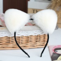 Serre-tête luxueux en vraie fourrure de lapin Rex avec oreilles de chat, accessoires réalistes en peluche pour cheveux, costume de cosplay, accessoires de fête d'Halloween