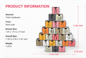 Caja de Calendario de Adviento Personalizada en Forma de Árbol de Navidad Gris de 24 Días con Cajones, Caja Ciega de Cartón Rígido, Embalaje Misterioso para Regalo - Product Image 3
