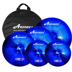 Arborea Fábrica Atacado de alta qualidade Blue Alloy Cymbal Set 14'hihat + 16'crash + 18'crash + 20'ride + cymbal Bag para Bateristas - Product Image 1