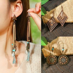 Ethnic Style <b>Drop</b> Earrings Antique <b>Bronze</b> Plated Tassel Women's Fashion Jewelry Alloy Imitation Pearl Beaded Earrings - Product Image 1