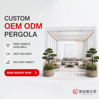 Pergola bioclimatique motorisée en aluminium et verre trempé MEIXIN ORLANDO, pour jardin d'hôtel de luxe moderne, terrasse extérieure.