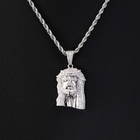 Liontin Yesus Hiphop dengan Moissanite VVS Bersertifikat GRA, Lapisan Emas, Perak Sterling 925, Potongan Bulat Brilian, Setting Cakar, Bertabur Batu