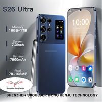 Smartphone S26 Ultra 16G+1TB Android 15 7,3 pouces LTE, écran plein, version globale, mémoire flash, expédition rapide