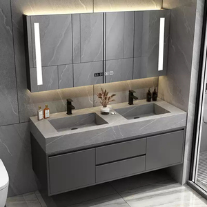 Light Luxury All-in-One Bathroom Basin Washstand Seamless Rock Plate Ceramic Lacquer Finish Door Panel Bath <b>Mirror</b> Cabinet - Product Image 1