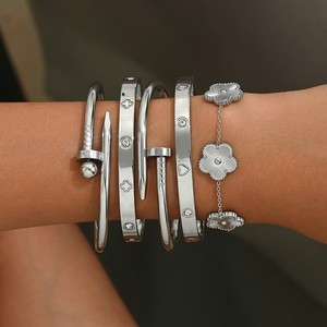 Women's Waterproof Stainless Steel 18K Gold Plated High-grade Exquisite Trendy Bangle Set Ball Gift for Party - Product Image 2