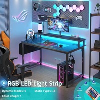 Bureau d'ordinateur pour la maison et le bureau avec support d'écran, bureau de jeu avec station de charge, utilisation en atelier, noir