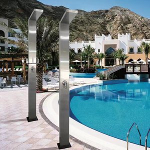 Colonne de <span class=keywords><strong>douche</strong></span> <span class=keywords><strong>solaire</strong></span> extérieure en chrome industriel avec jet de pluie et barre coulissante pour jardin et <span class=keywords><strong>piscine</strong></span> - Product Image 1