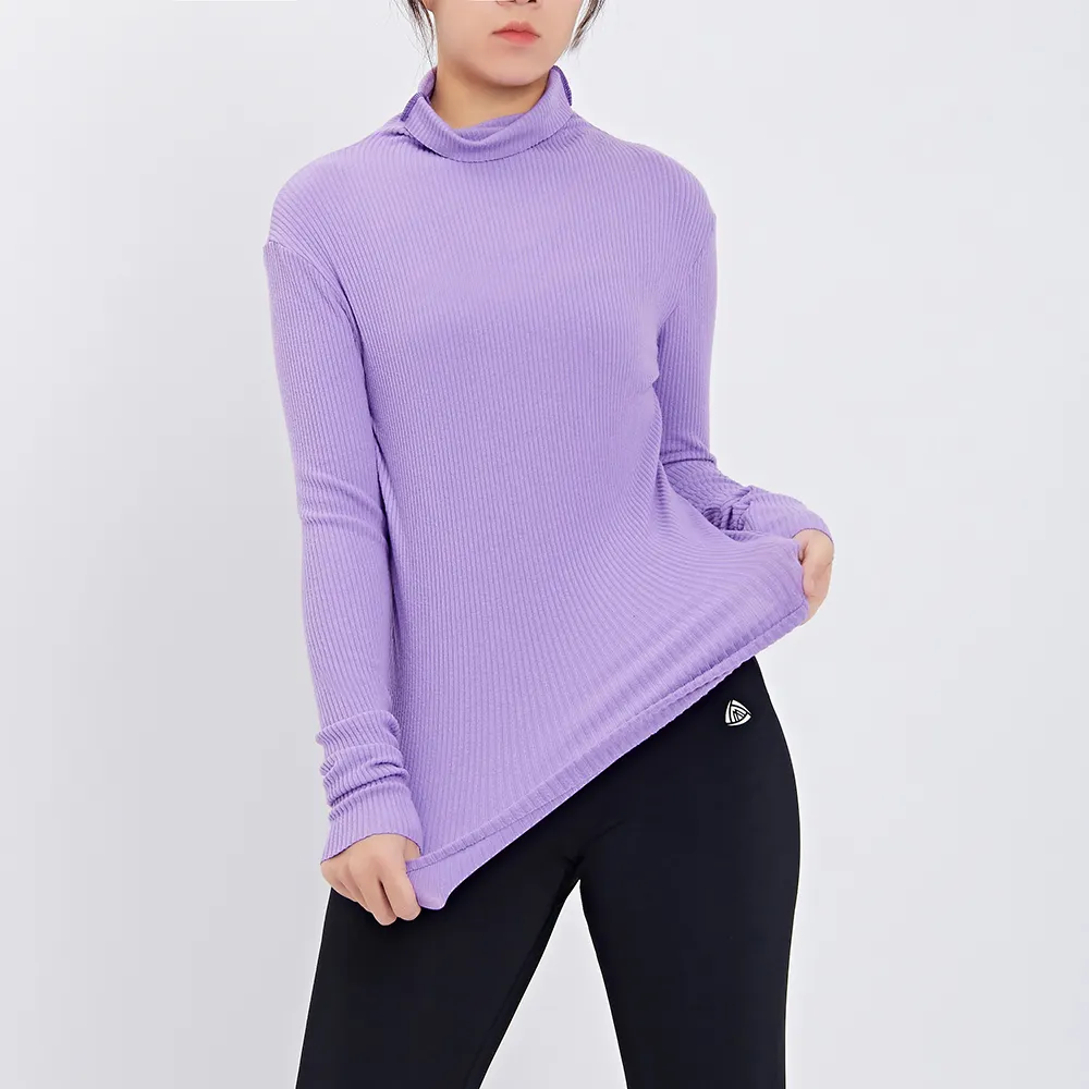 Autumn winter high collar Solid Long Sleeve Top Fitness stripe Yoga Shirt Comfortable Sports Gym Shirts Women yoga shirt