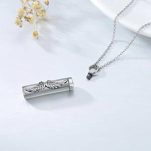 Joyería de cremación de acero inoxidable, colgante de recuerdo de dragón/ala de Ángel, cenizas de hueso, promesa, regalo de joyería conmemorativa - Product Image 3