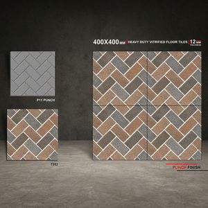 Carreaux de sol extérieurs en porcelaine émaillée rectifiée rustique 16x16 pouces, 12 mm, numériques, vitrifiés, antidérapants, pour parking - Product Image 1