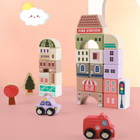 Ville blocs de construction 115 pièces voiture et maison briques premiers jouets éducatifs en bois jouet bloc couleur boîte unisexe personnage en bois 100