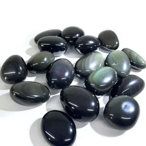 Natural free form healing stones crystal polished mineral specimen rainbow obsidian rough stone pebble for gift