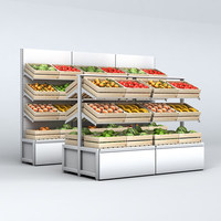 Zwart houten opvouwbaar supermarkt rek modern wandfruitdisplay schappenrek met schuine kratten voor biologische winkel/deli shop inrichting